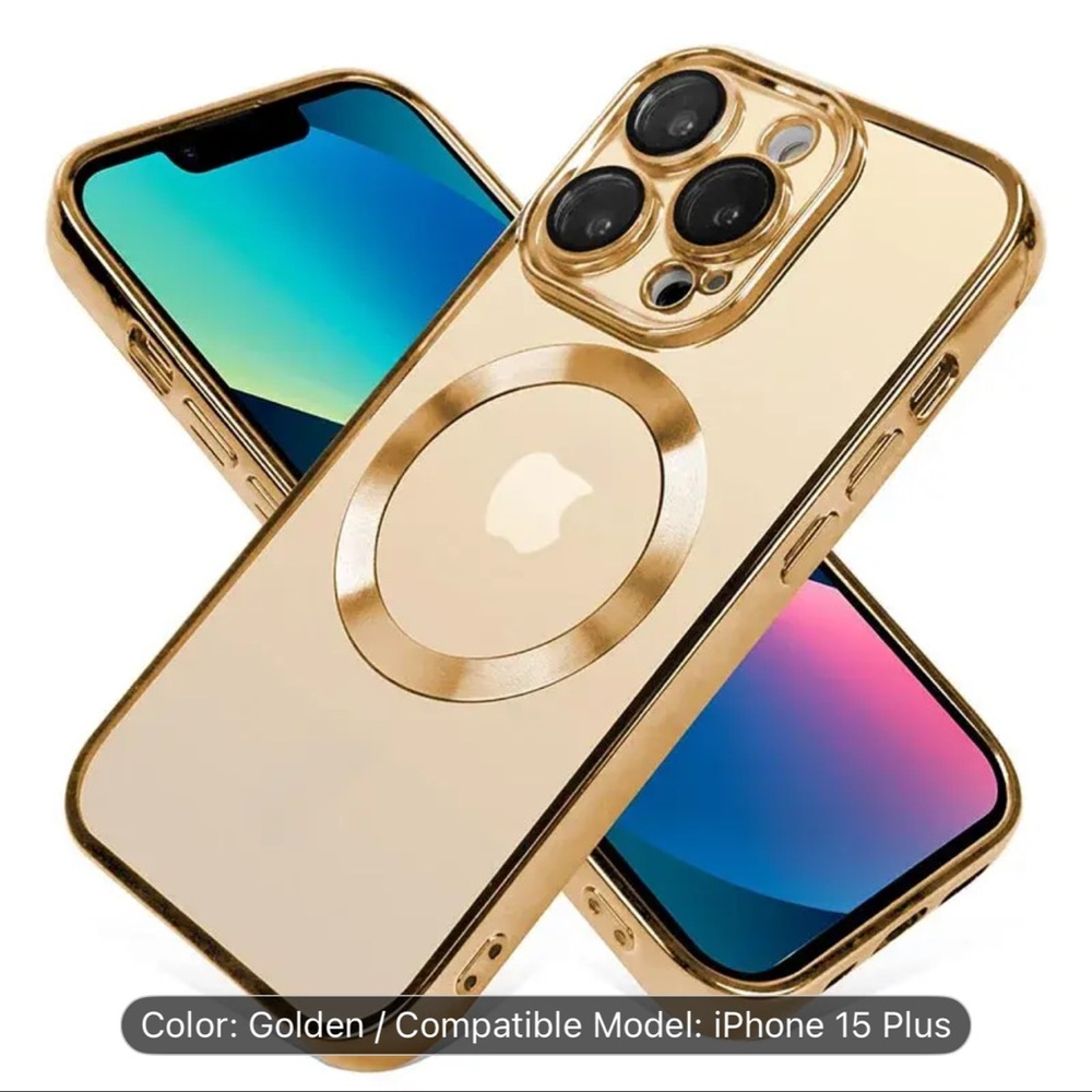 Golden and clear color iPhone 15 Plus Case